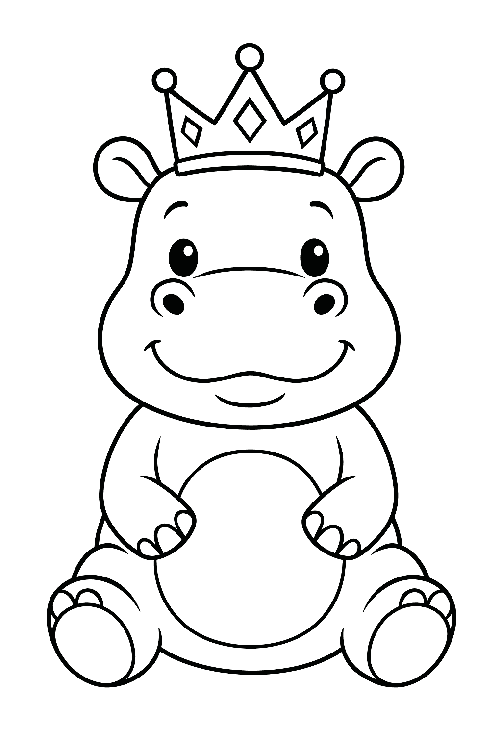 Nilpferd König Ausmalbild