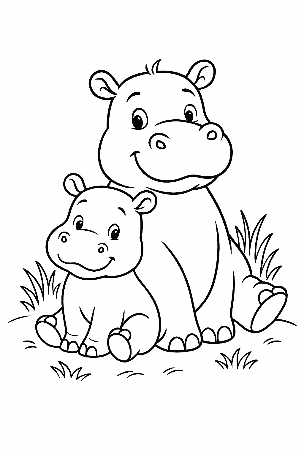 Nilpferd mit Baby Ausmalbild