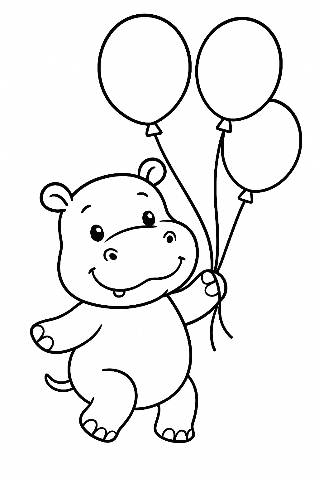 Nilpferd mit Luftballons Ausmalbild