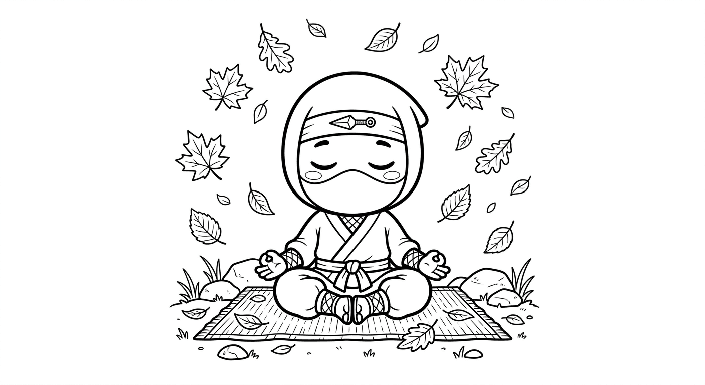 Meditierender Ninja Ausmalbild