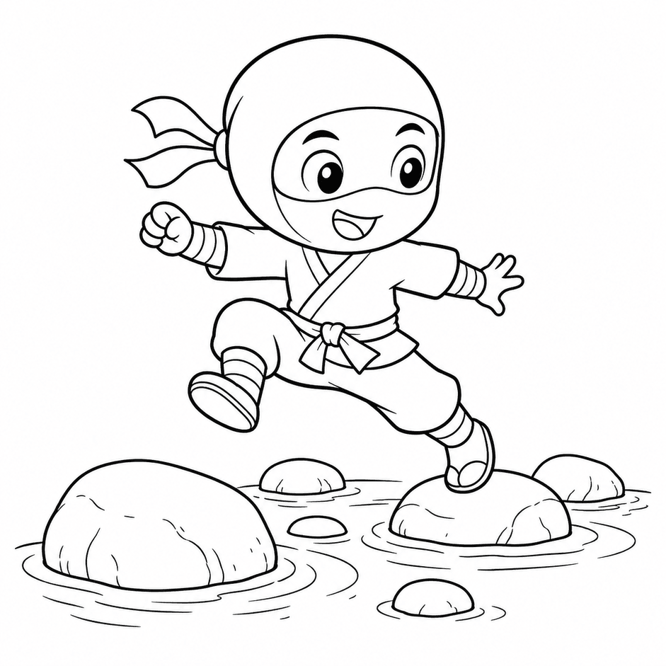 Ninja für Kinder Ausmalbild