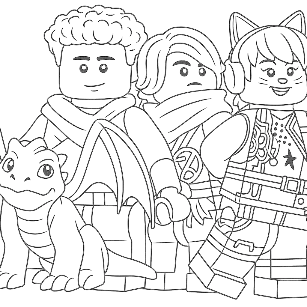 Vereinte Ninjago-Ninjas zum Ausmalen