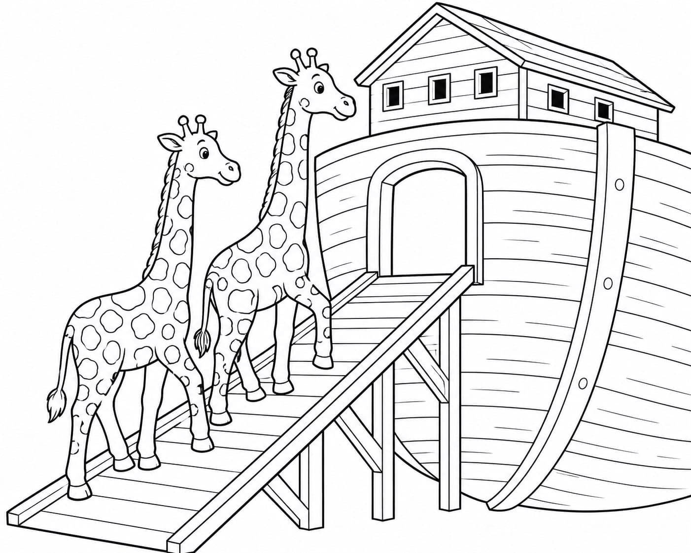 Giraffen an Noahs Arche Ausmalbild