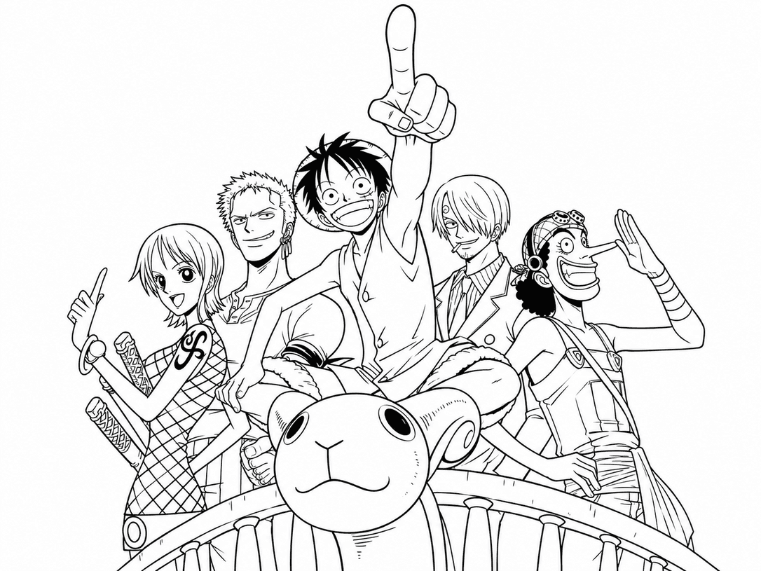 One Piece auf hoher See Ausmalbild