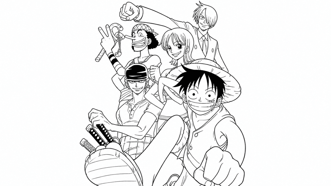 One Piece Hauptcharaktere Ausmalbild