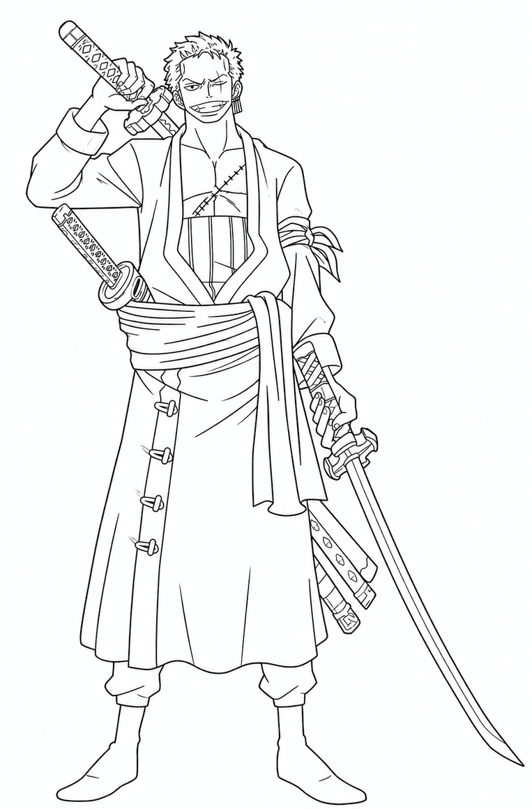 Roronoa Zoro One Piece Ausmalbild