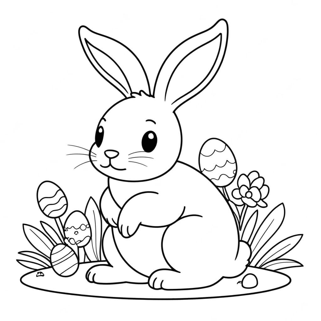 Dicker Osterhase Ausmalbild