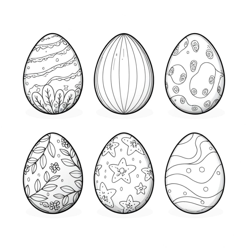 Mehrere Ostereier Ausmalbild