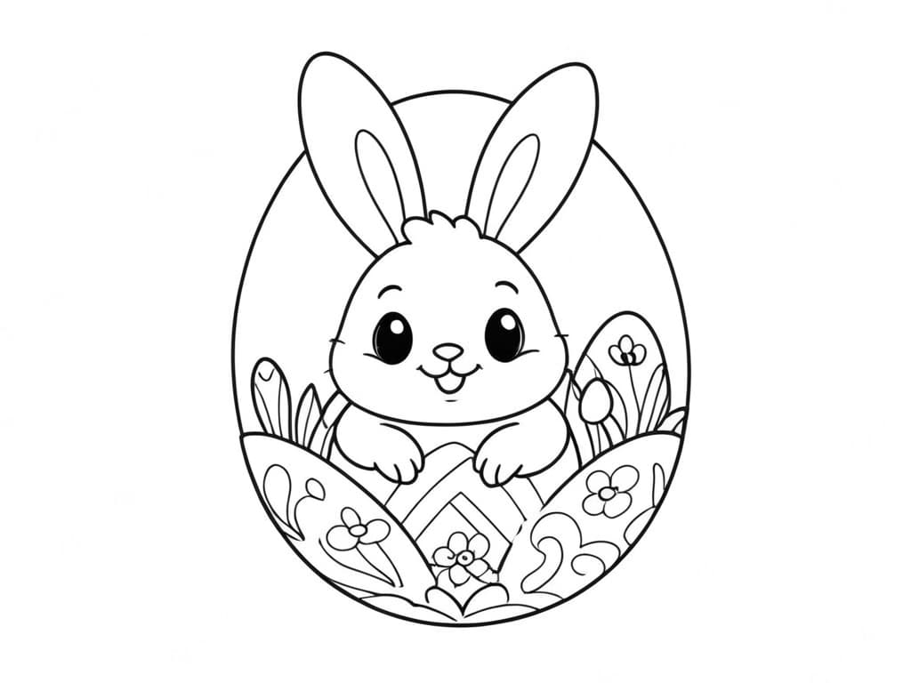 Osterhase im Osterei Ausmalbild