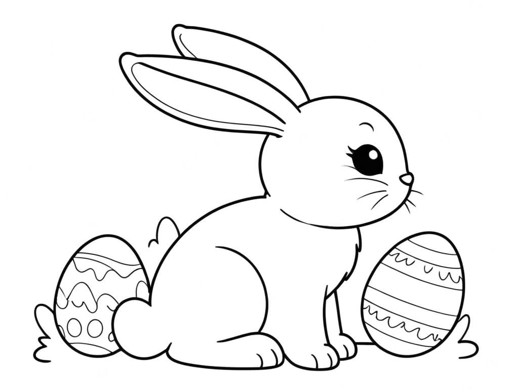 Osterhase mit seinen Eiern Ausmalbild