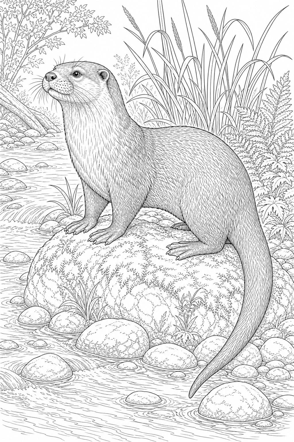 Realistisches Otter Ausmalbild