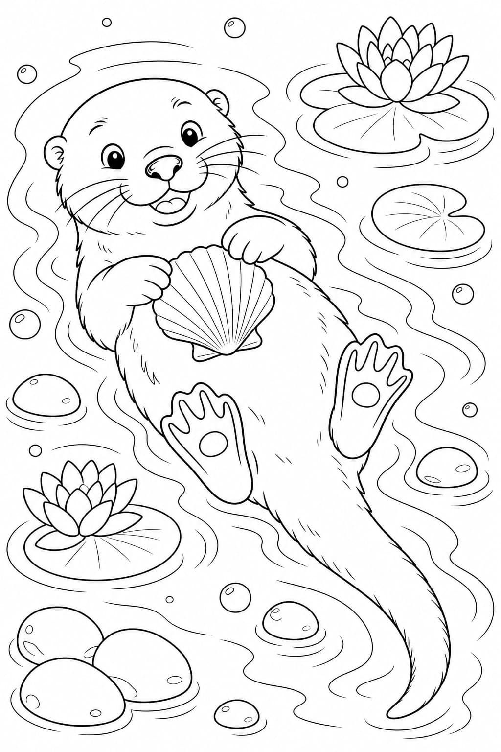 Schwimmender Otter Ausmalbild