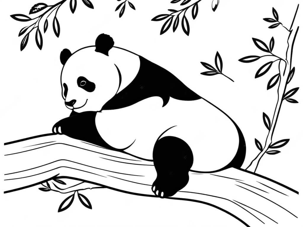 Panda auf dem Baum Ausmalbild