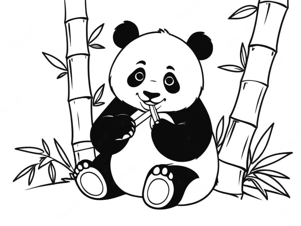 Panda isst Bambus Ausmalbild