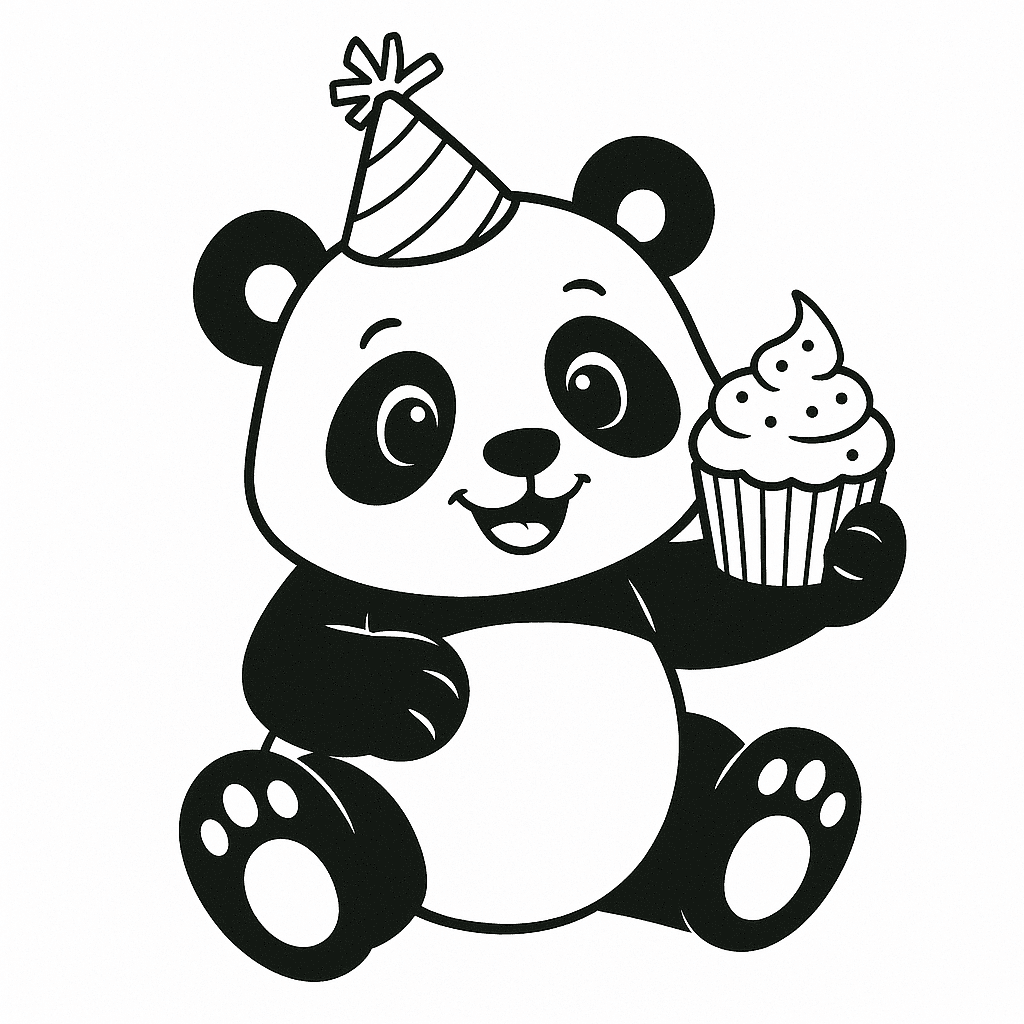 Panda mit Cupcake Ausmalbild