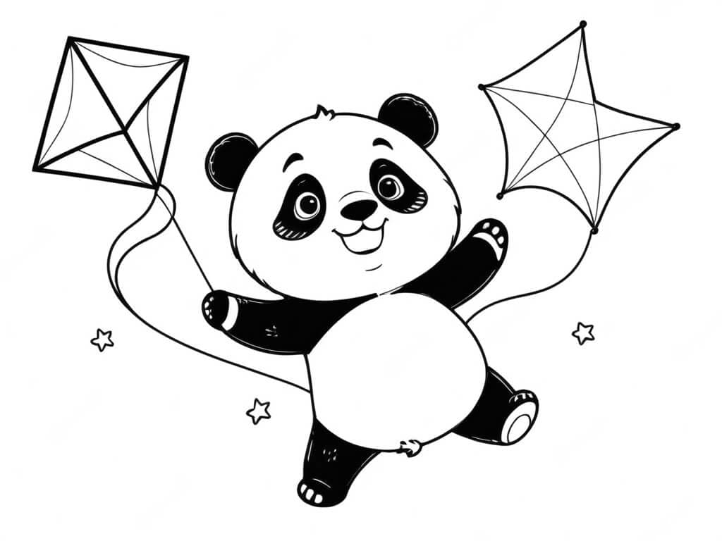 Panda mit Drachen Ausmalbild