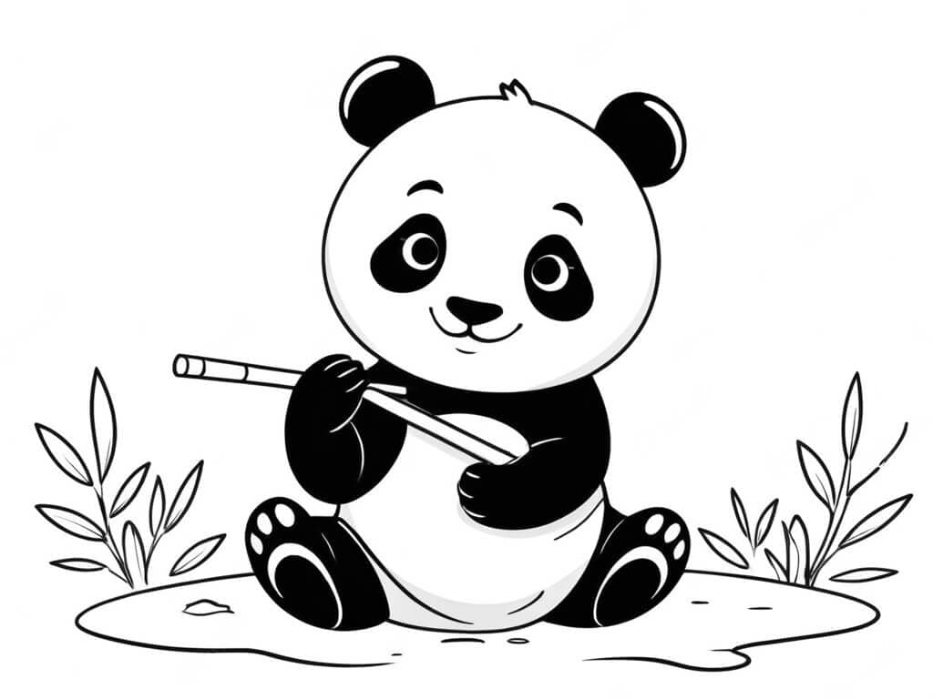 Panda mit seinem Bambus Ausmalbild