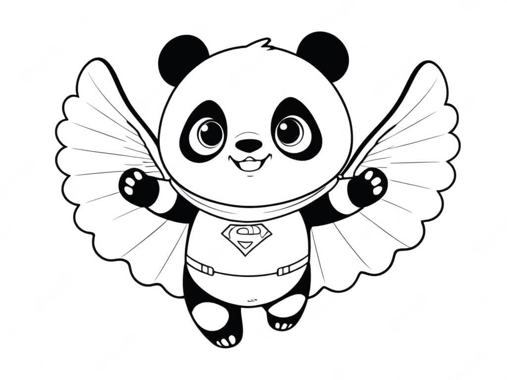 Superhelden Panda Ausmalbild