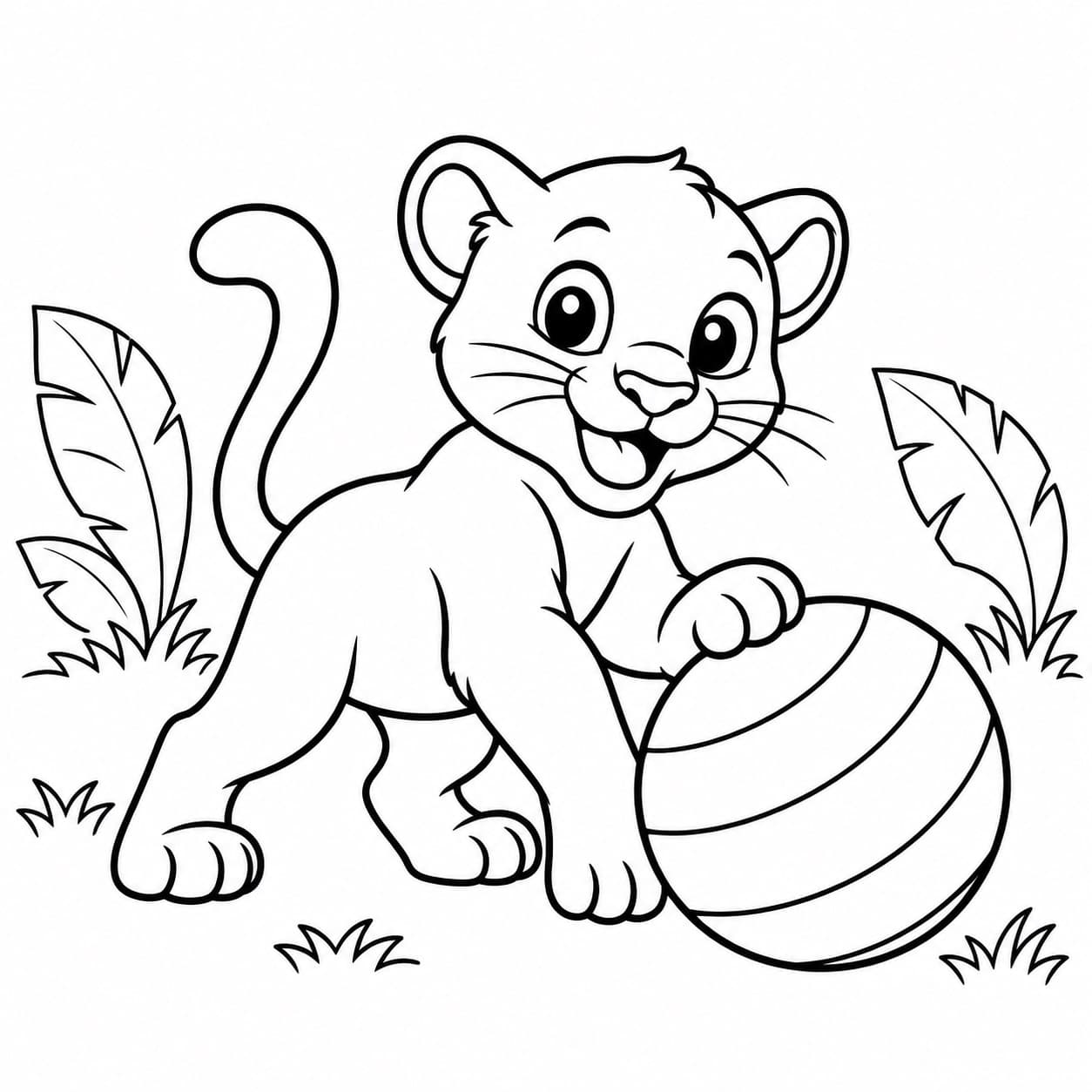 Panther spielt mit einem Ball Ausmalbild