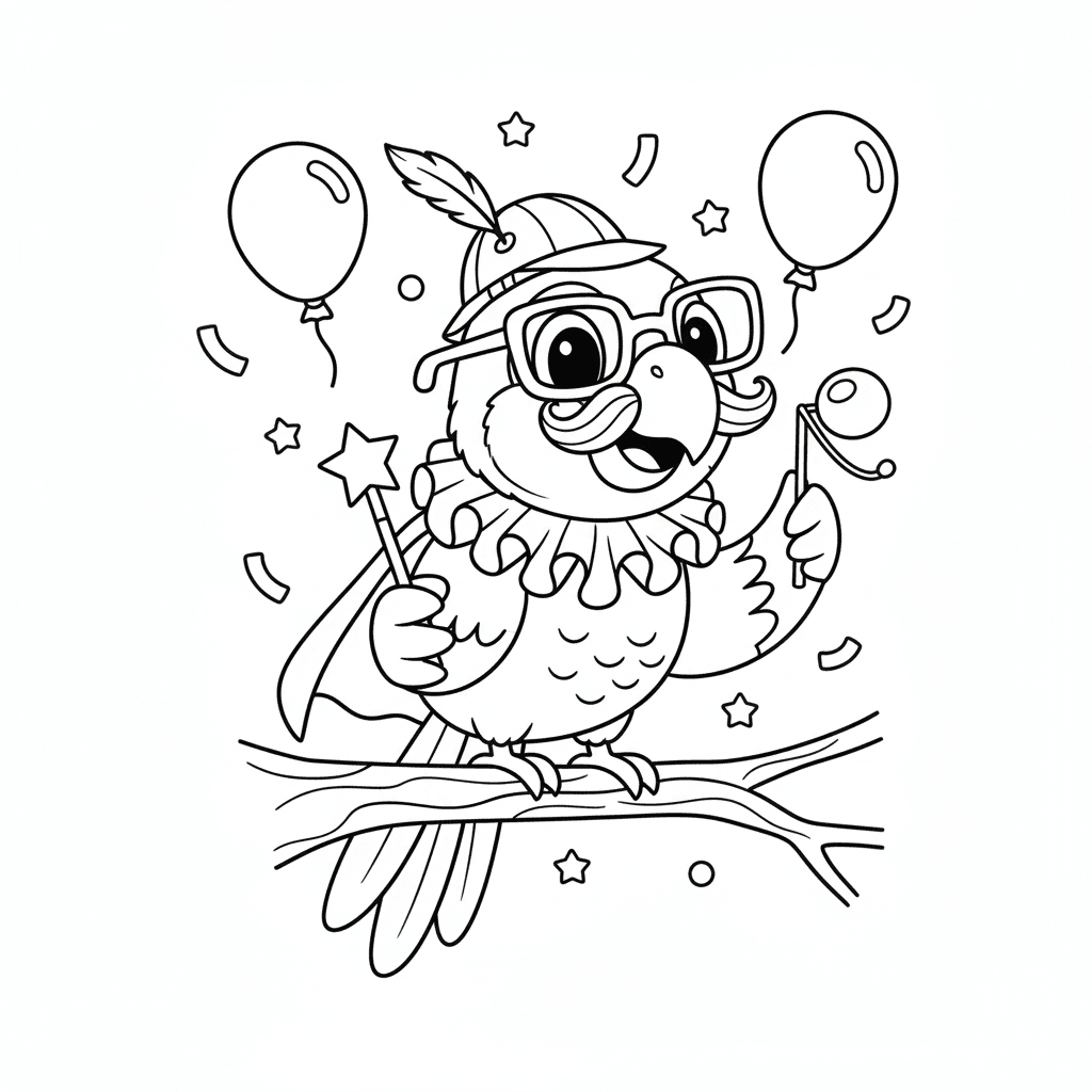 Fantasie-Papagei Ausmalbild