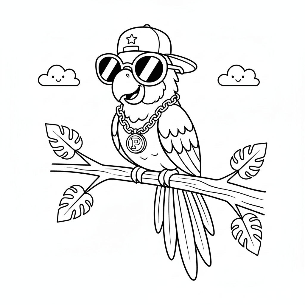 Papagei mit Sonnenbrille Ausmalbild