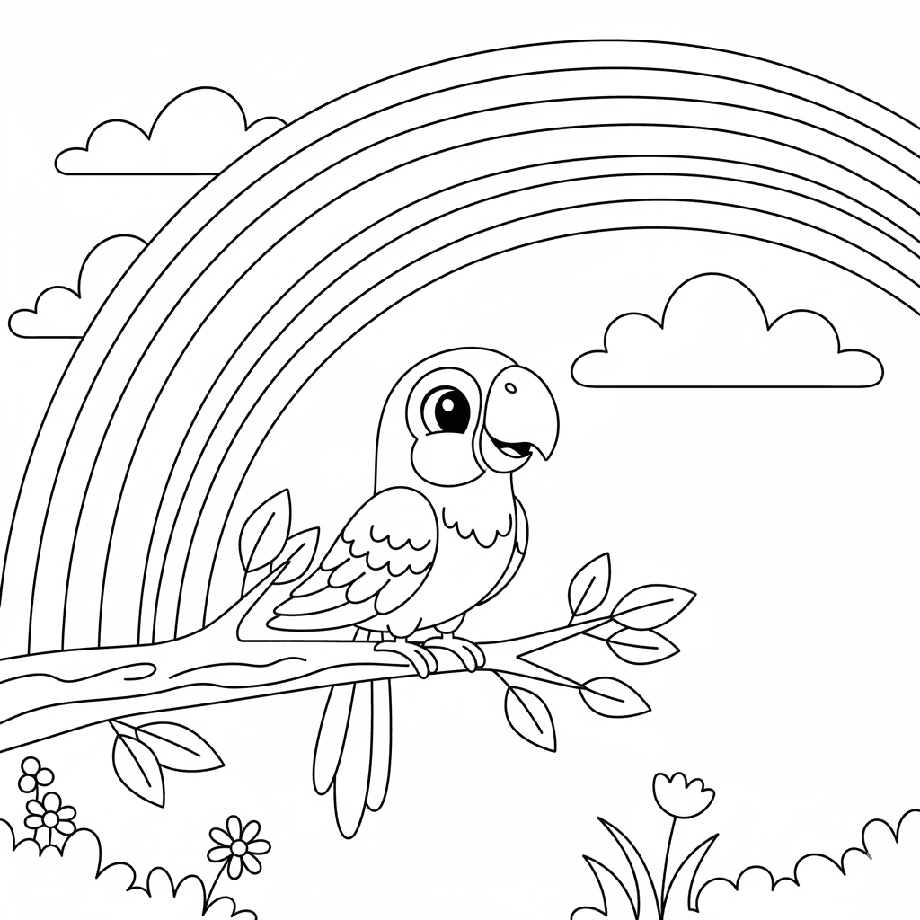 Regenbogen-Papagei Ausmalbild