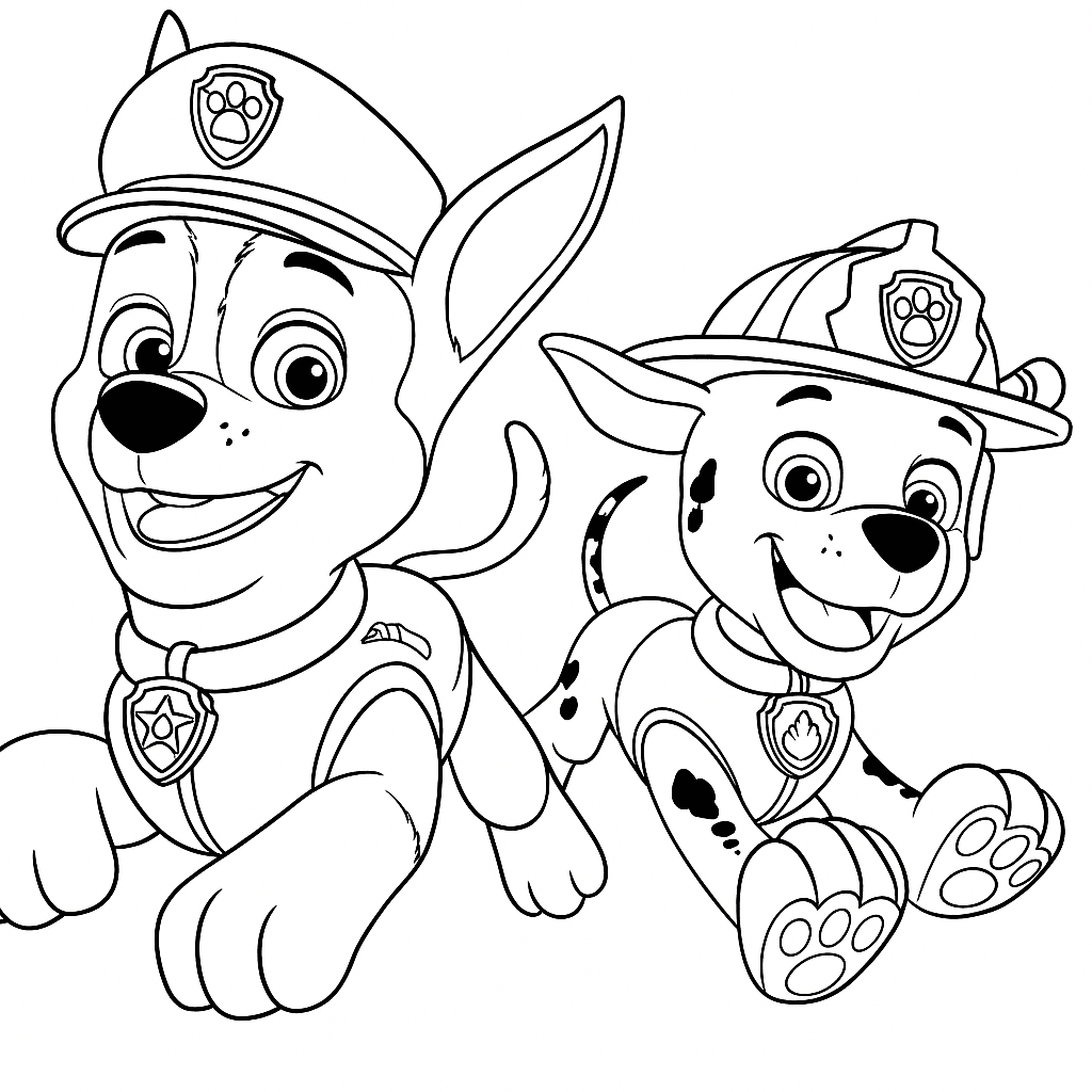 Chase und Marshall Paw Patrol Ausmalbild