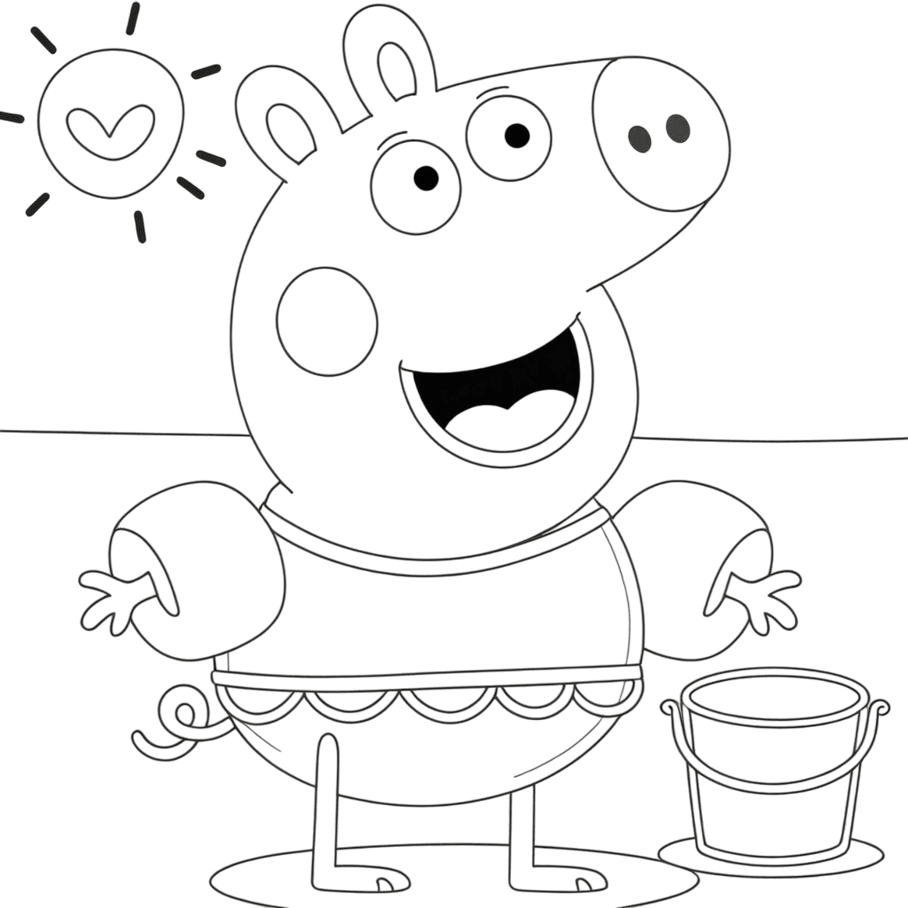Peppa Wutz am Strand Ausmalbild