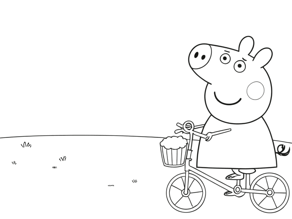 Peppa Wutz fährt Fahrrad Ausmalbild