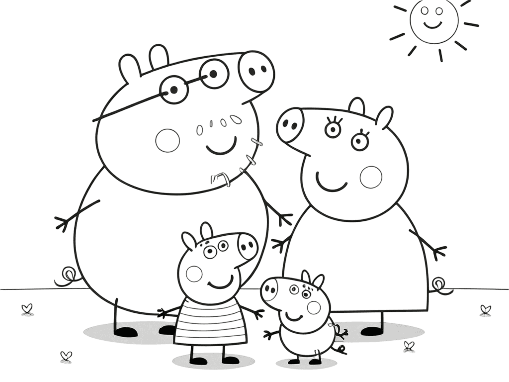 Peppa Wutz Familienbild Ausmalbild