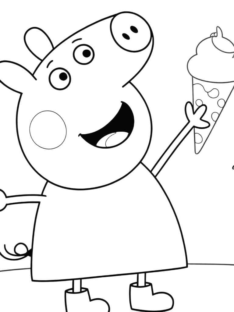 Peppa Wutz isst Eis Ausmalbild