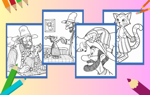 Pettersson und Findus Ausmalbilder mit dem Kater Findus und gemeinsamen Abenteuern