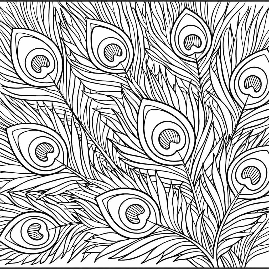 Pfau Federdetails Ausmalbild