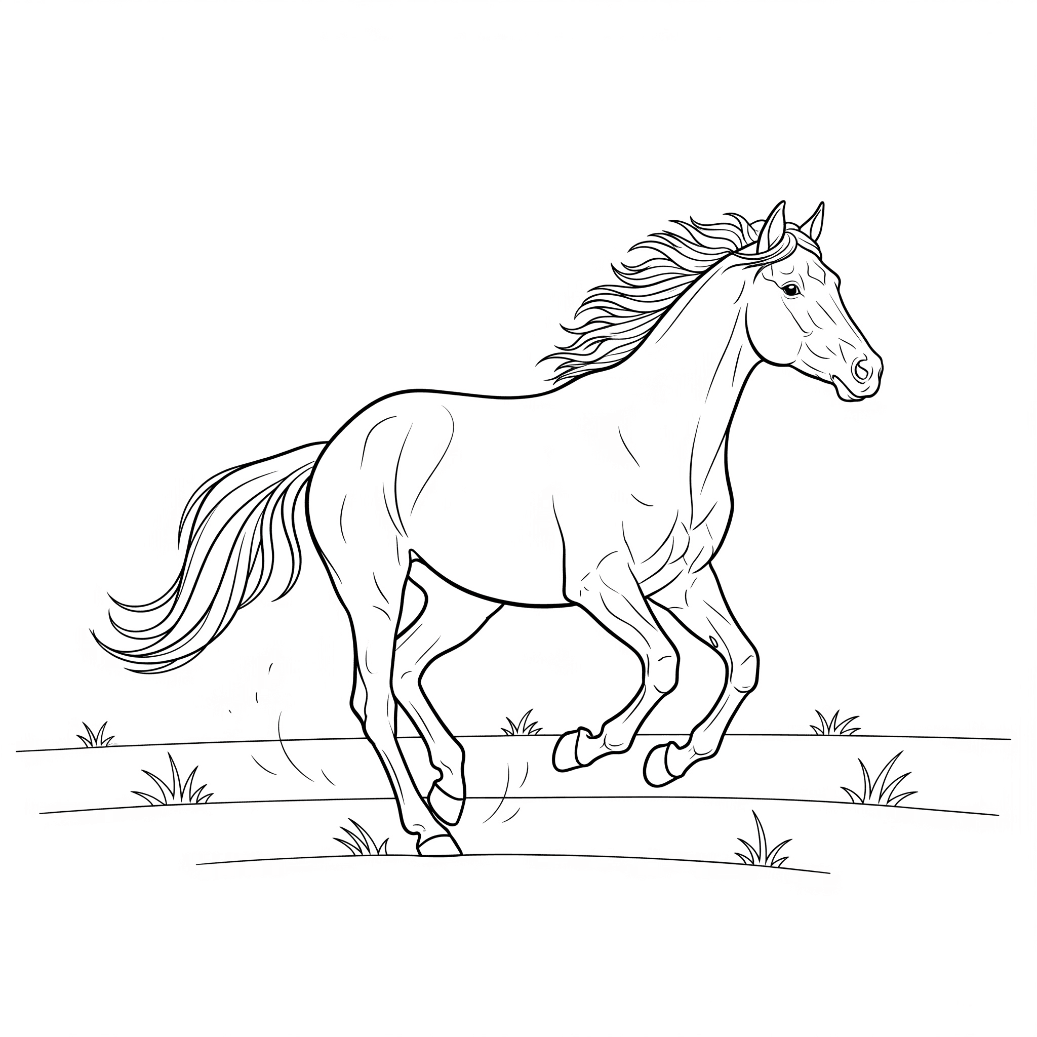 Pferd auf den Feldern zum Ausmalen