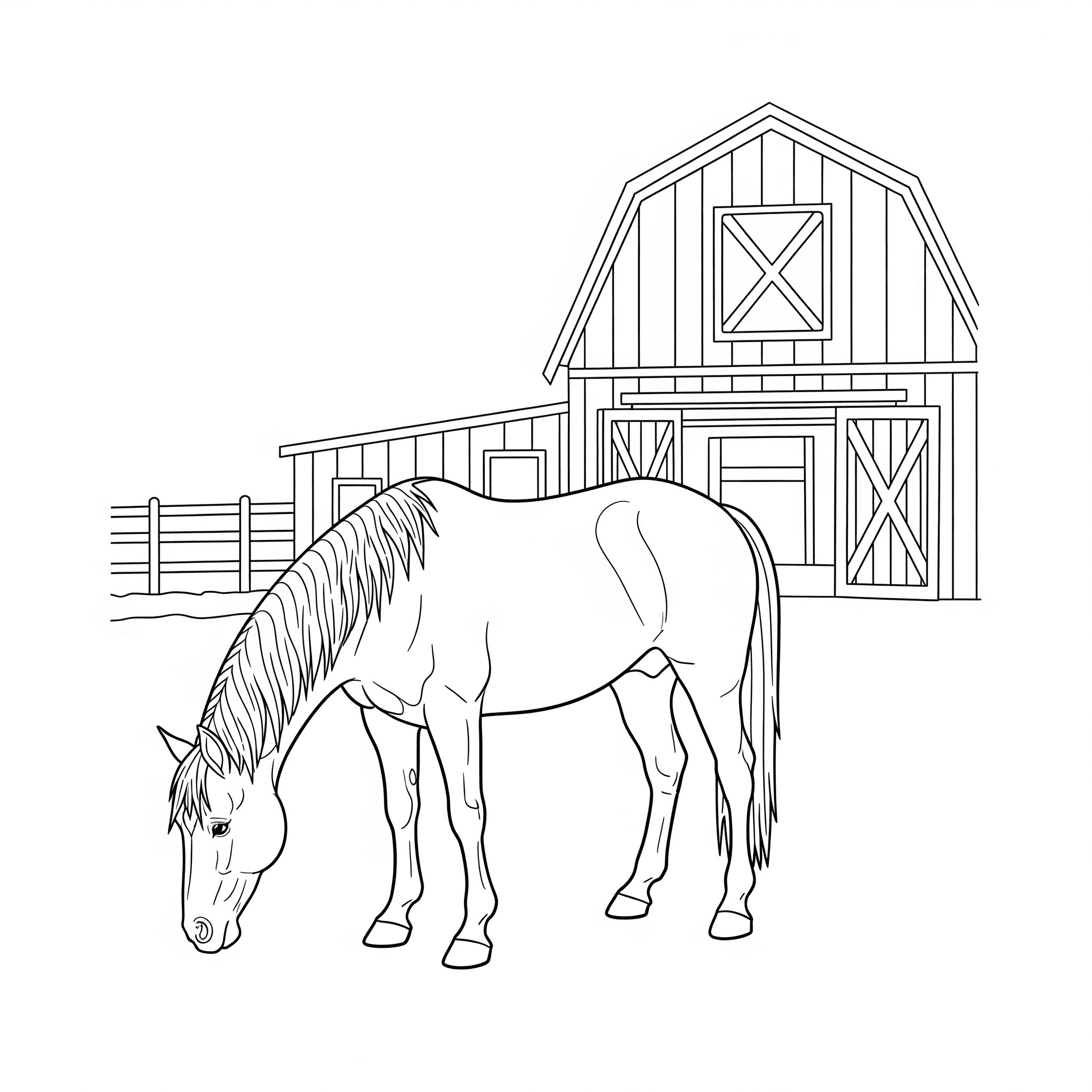 Pferd im Stall zum Ausmalen