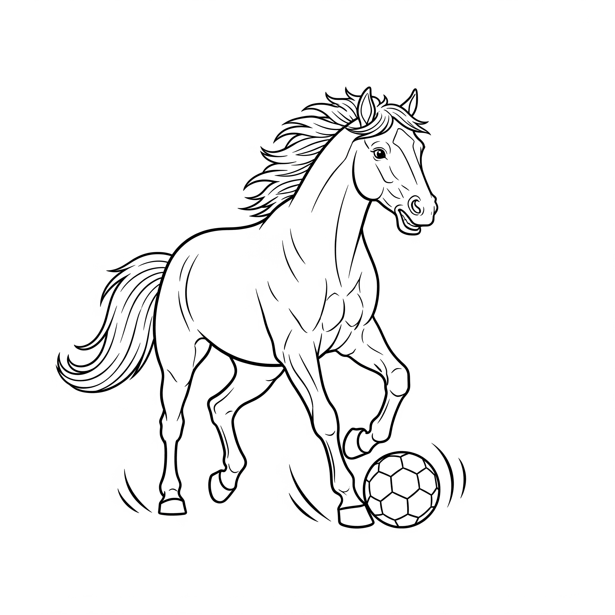 Pferd spielt Fußball zum Ausmalen
