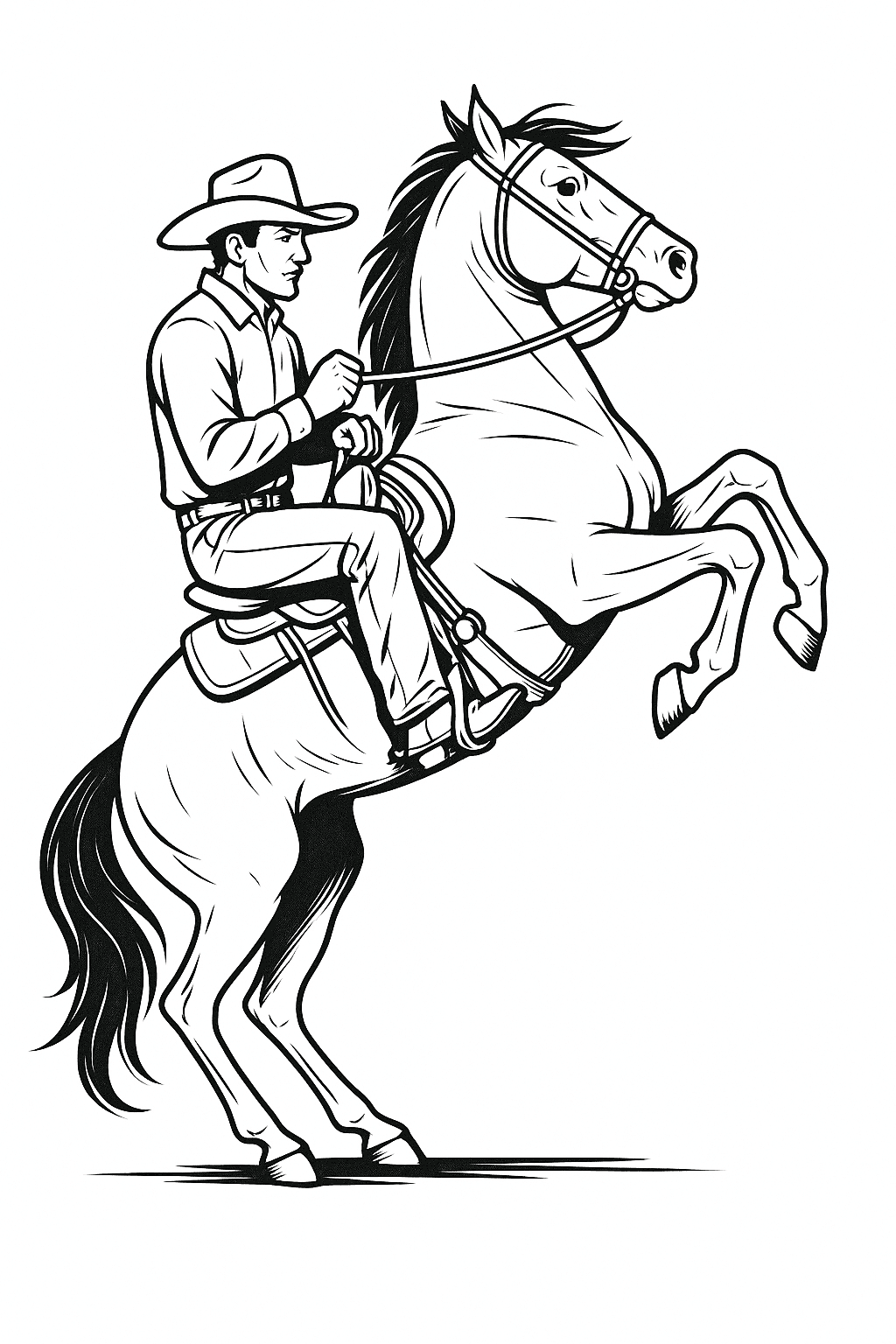 Pferd und Cowboy zum Ausmalen
