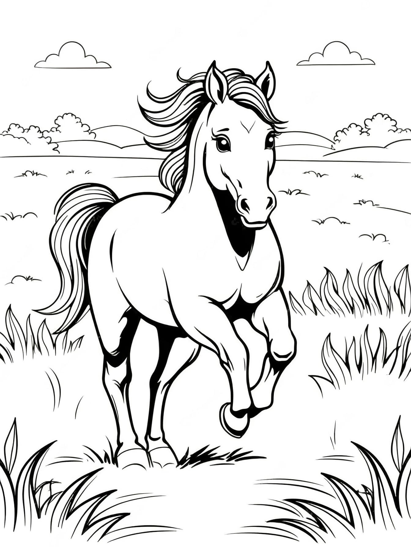 Rennendes Pferd zum Ausmalen