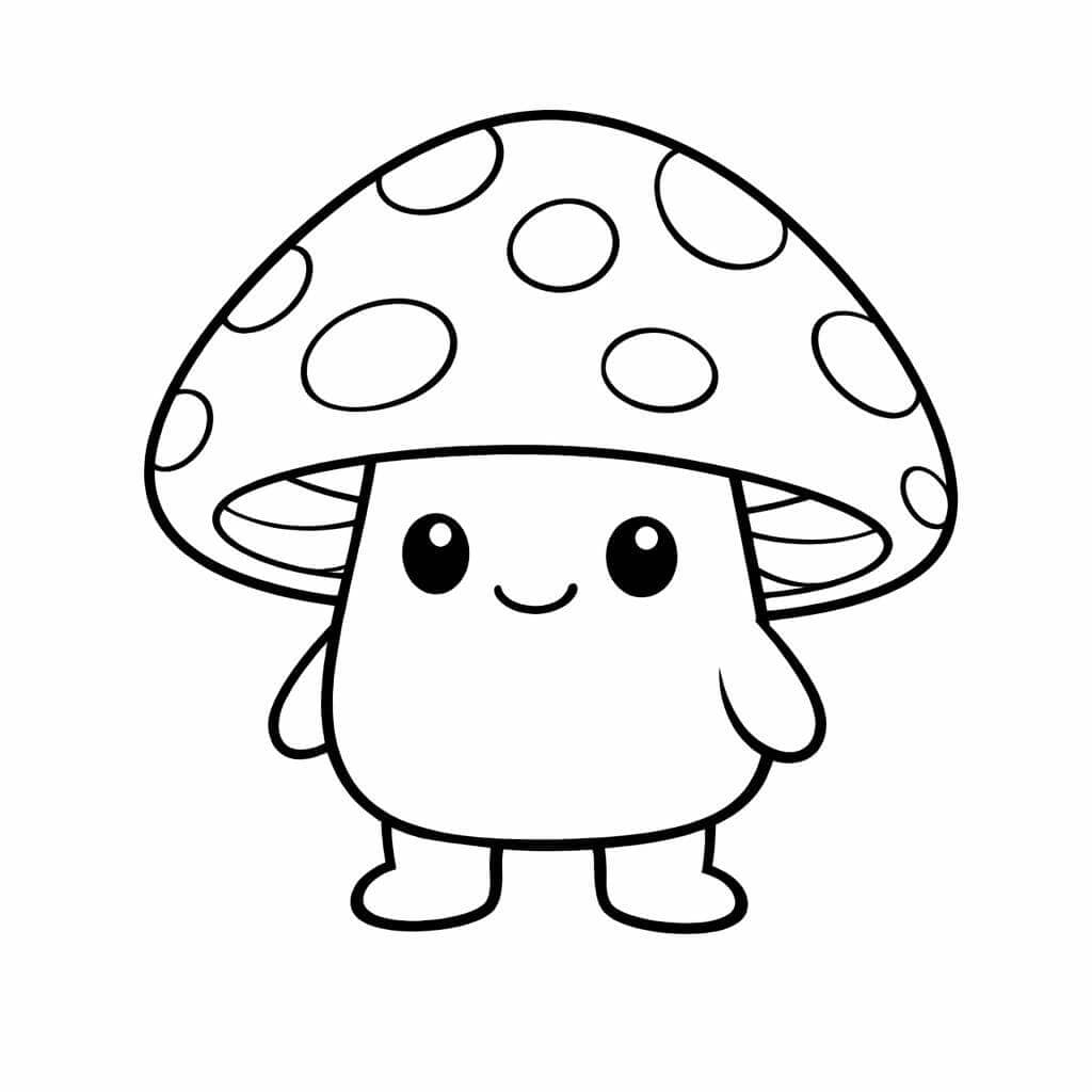 Comic-Pilz mit Beinen Ausmalbild