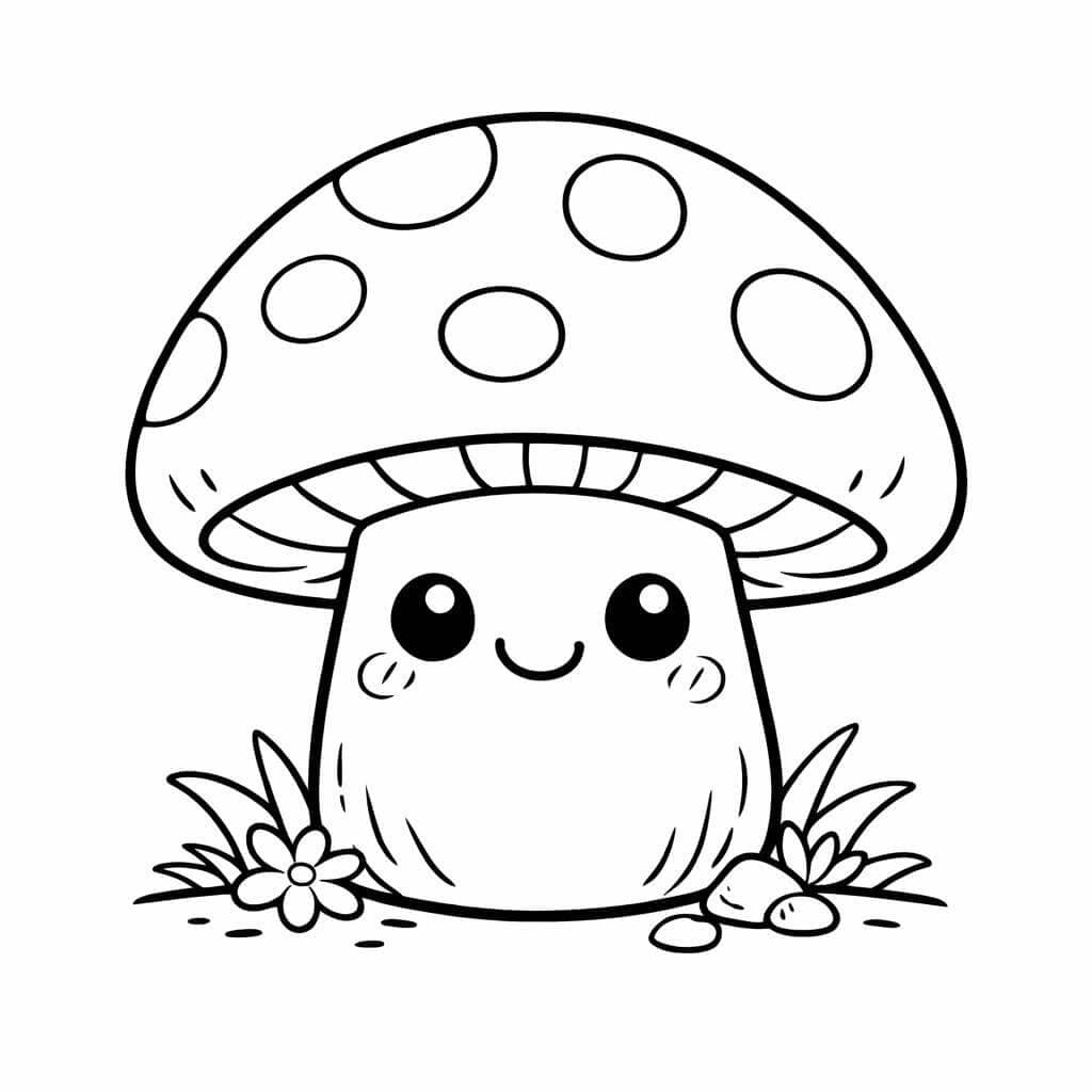 Lächelnder Pilz Ausmalbild