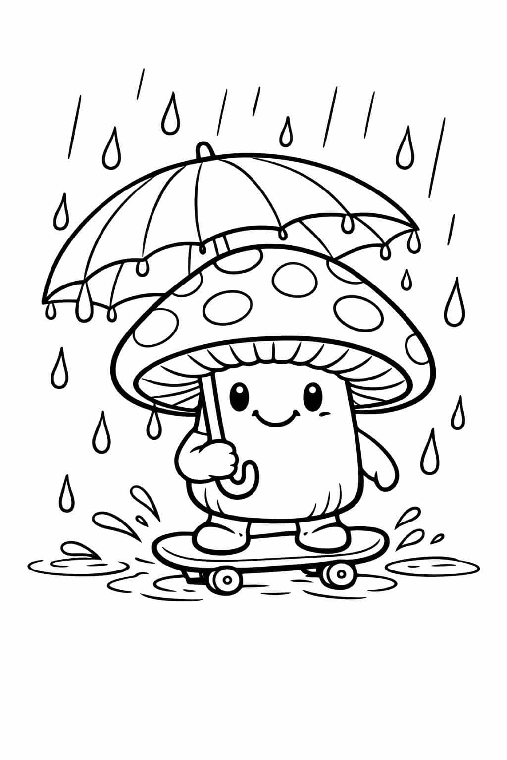 Pilz mit Regenschirm Ausmalbild