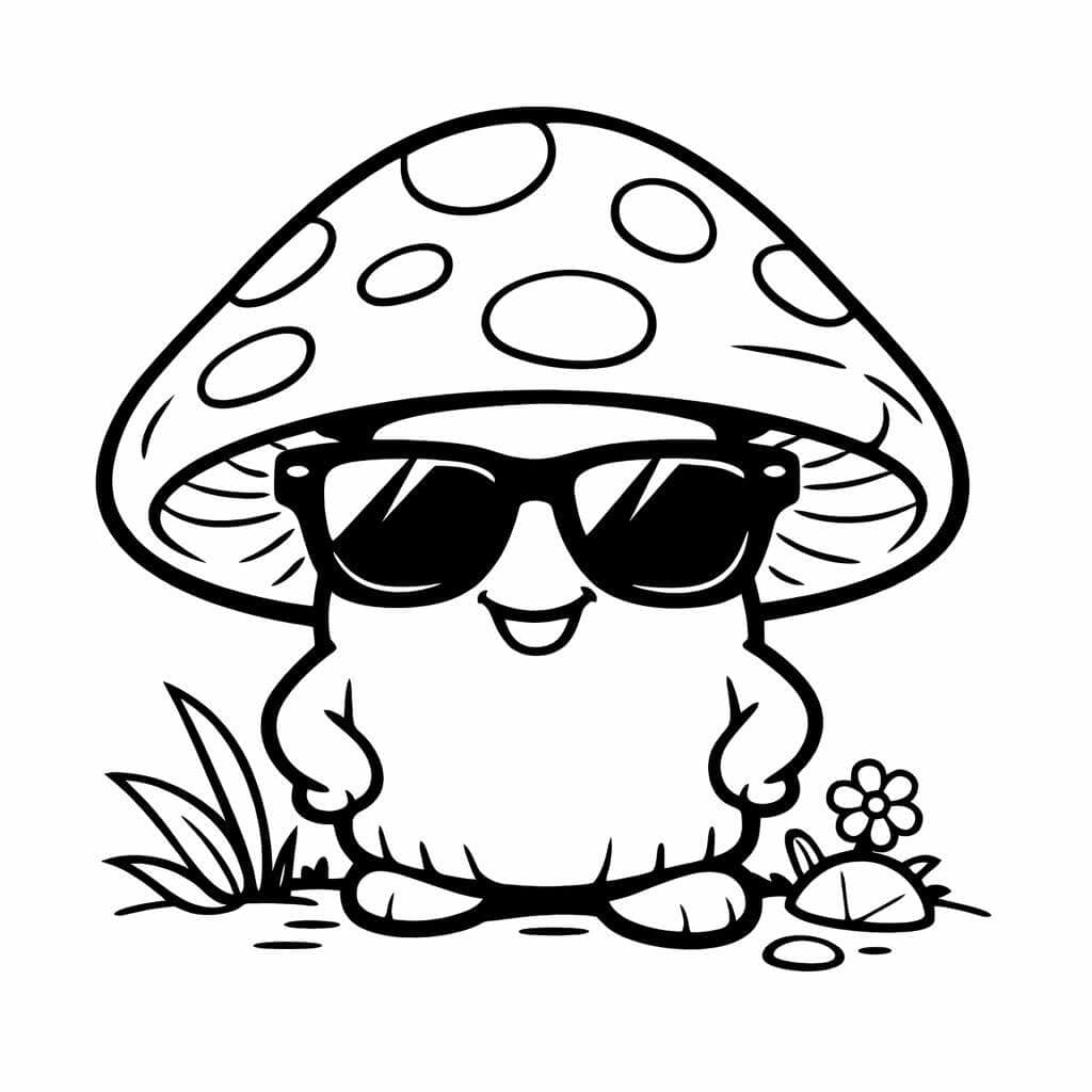 Pilz mit Sonnenbrille Ausmalbild