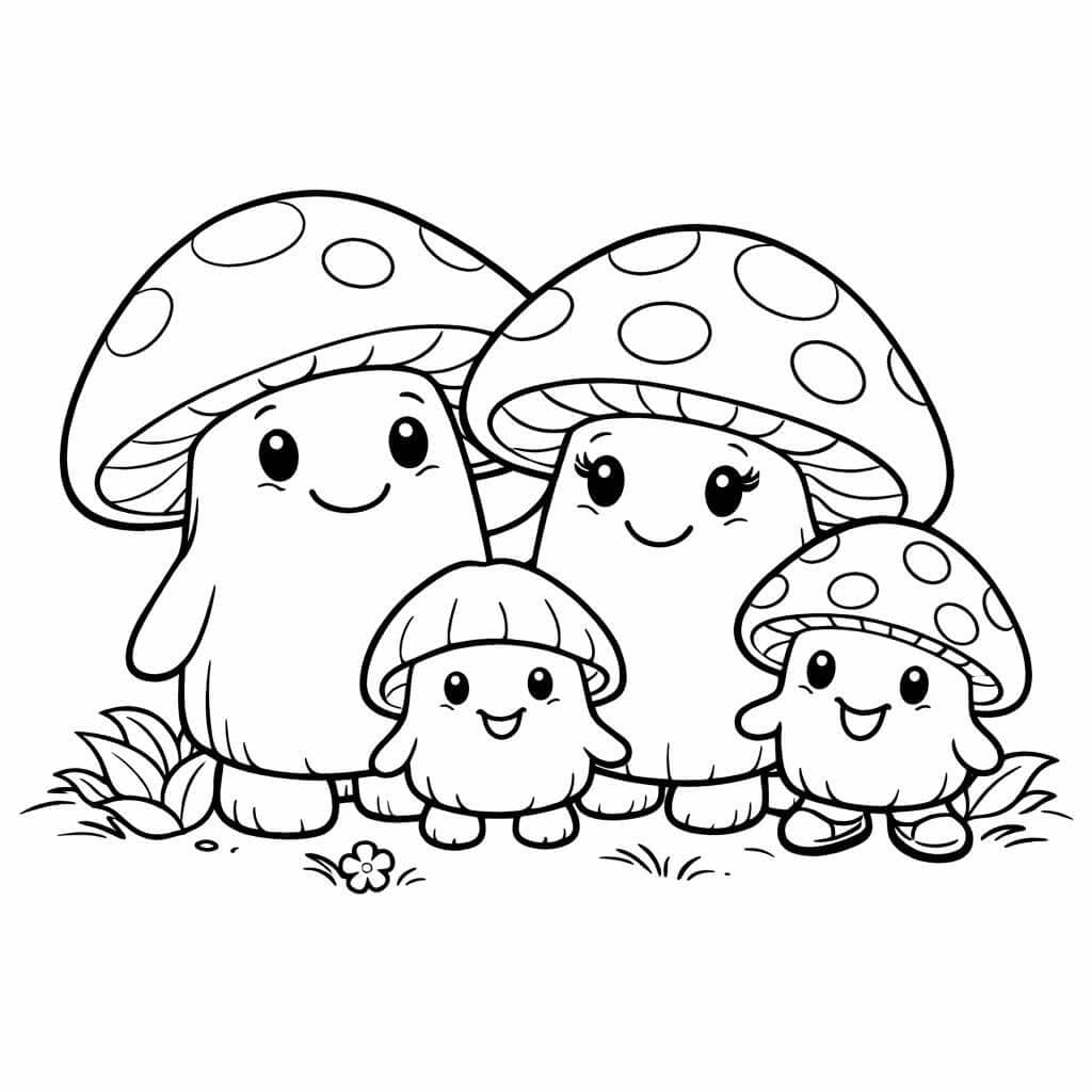 Pilzfamilie Ausmalbild