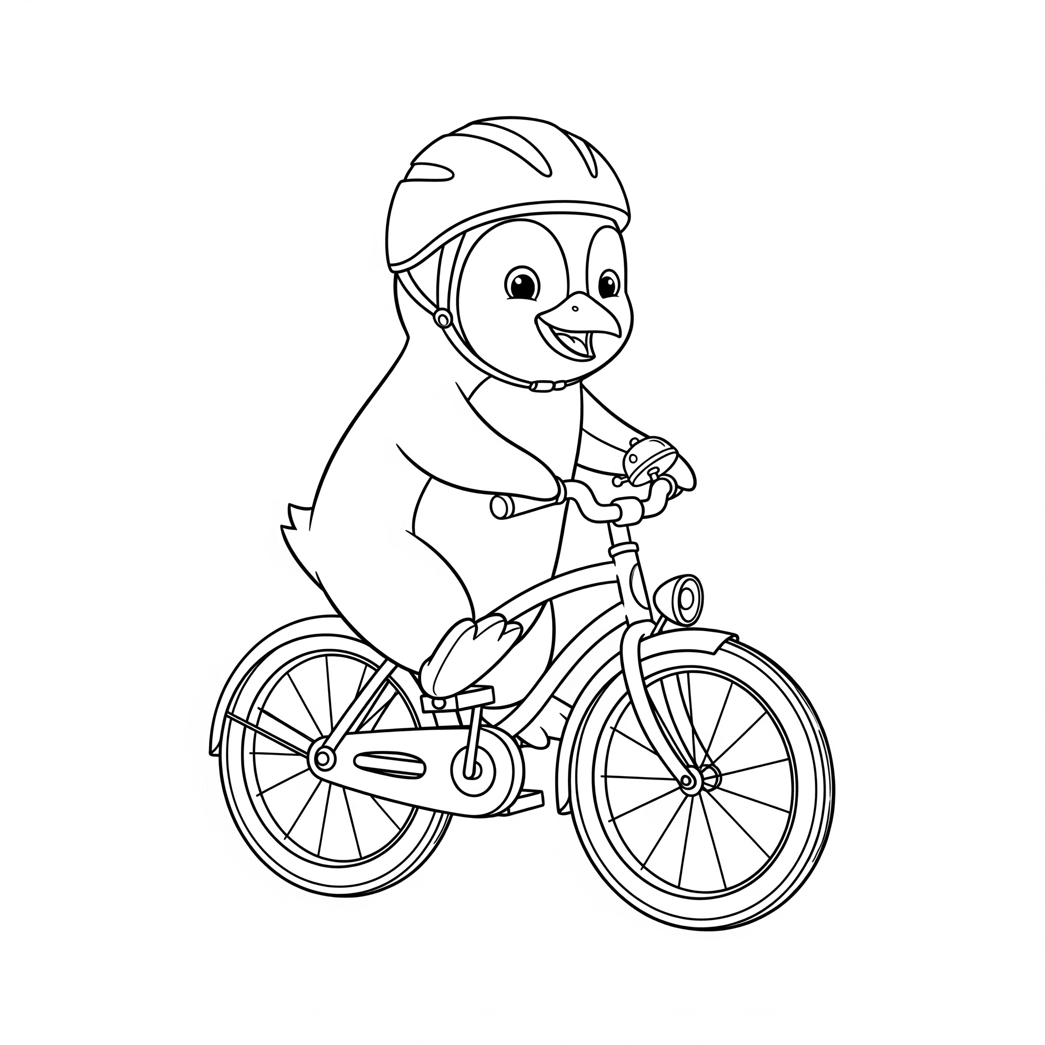 Pinguin fährt Fahrrad Ausmalbild