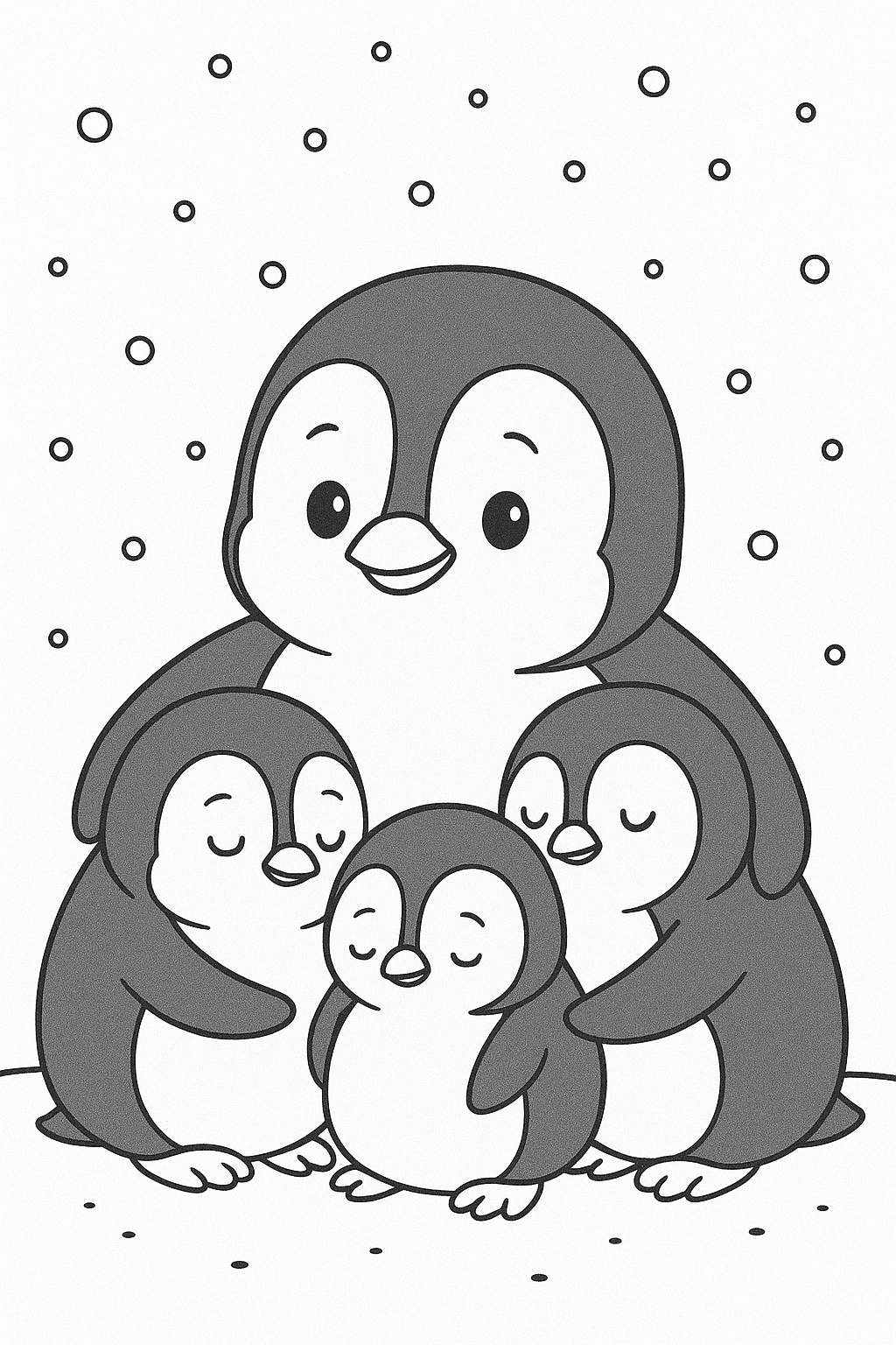 Pinguin-Familie Ausmalbild