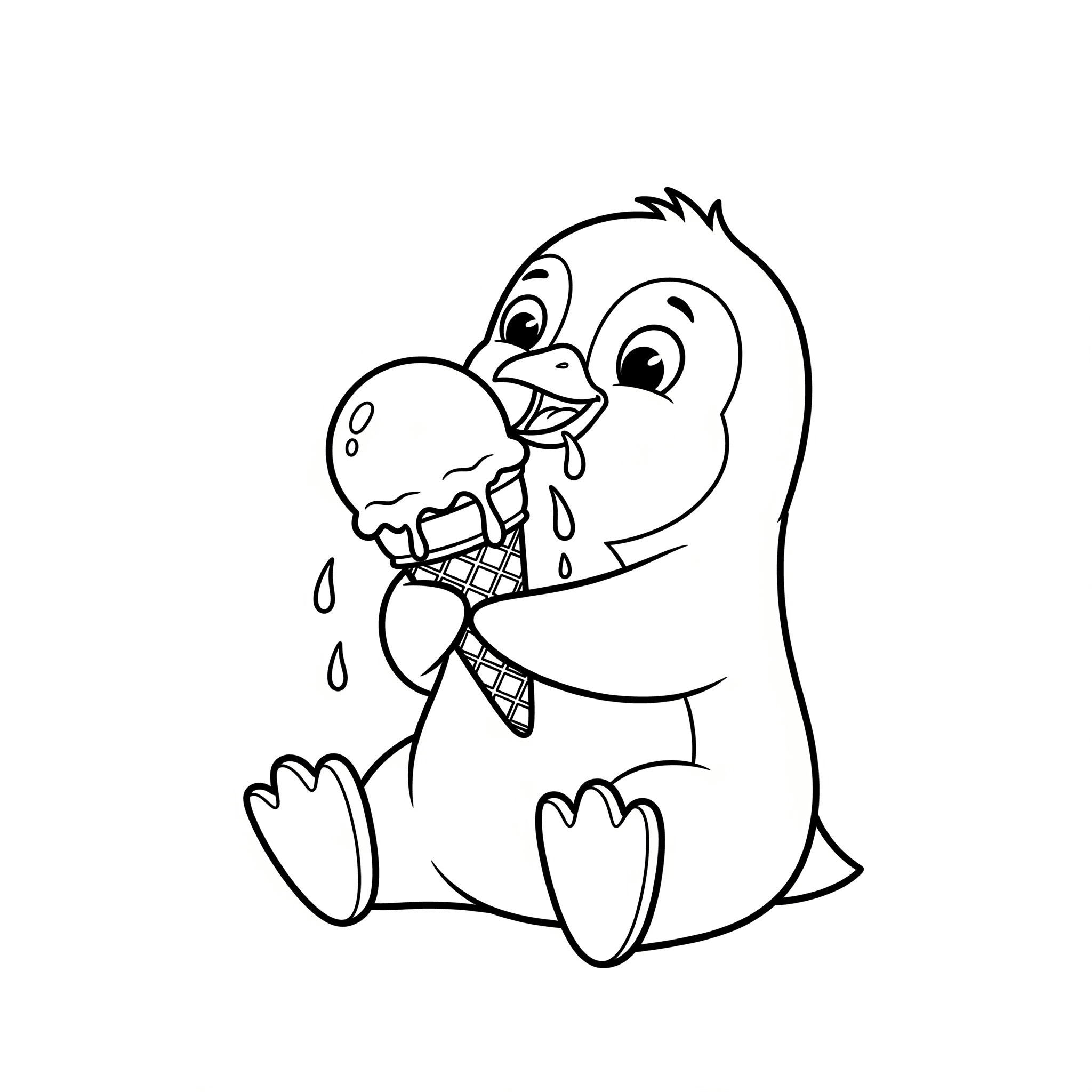Pinguin mit Eis Ausmalbild