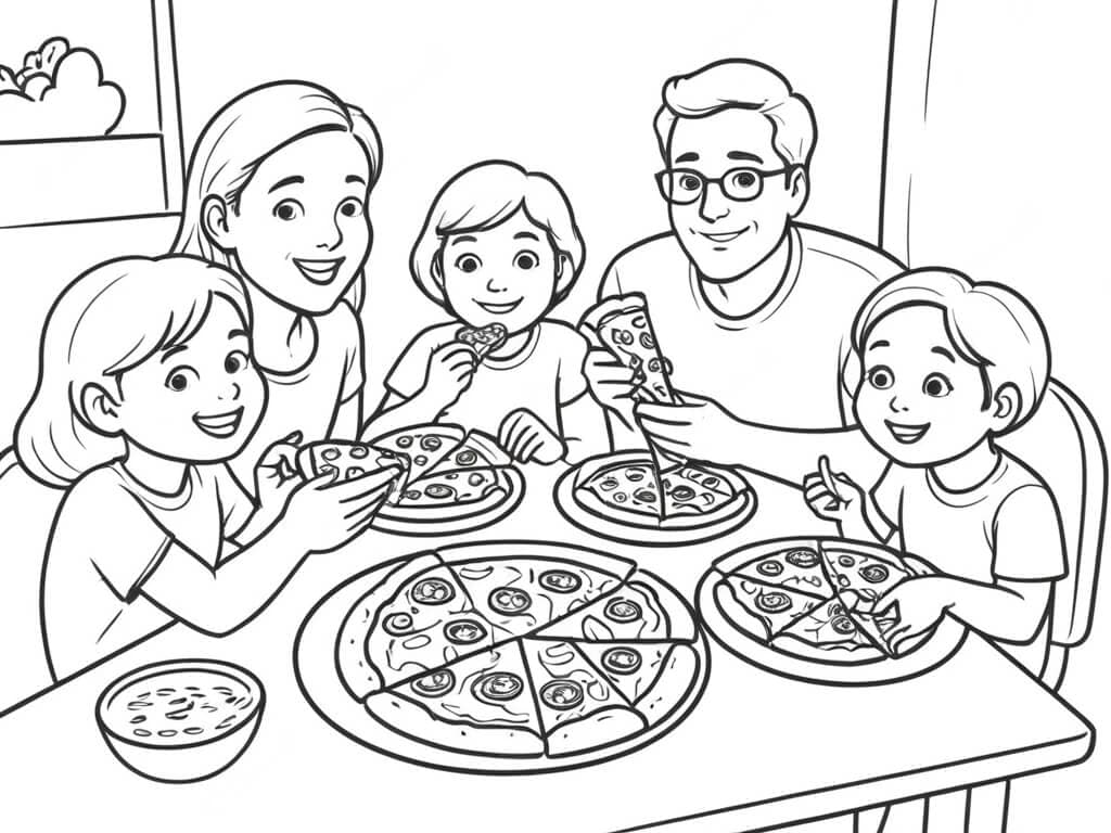 Familienpizza Ausmalbild
