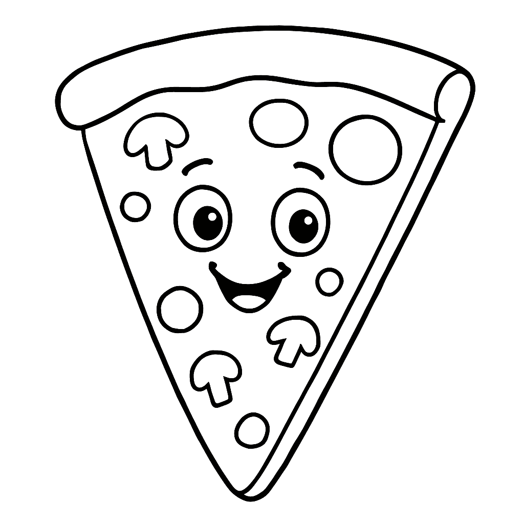 Glückliche Pizza Ausmalbild