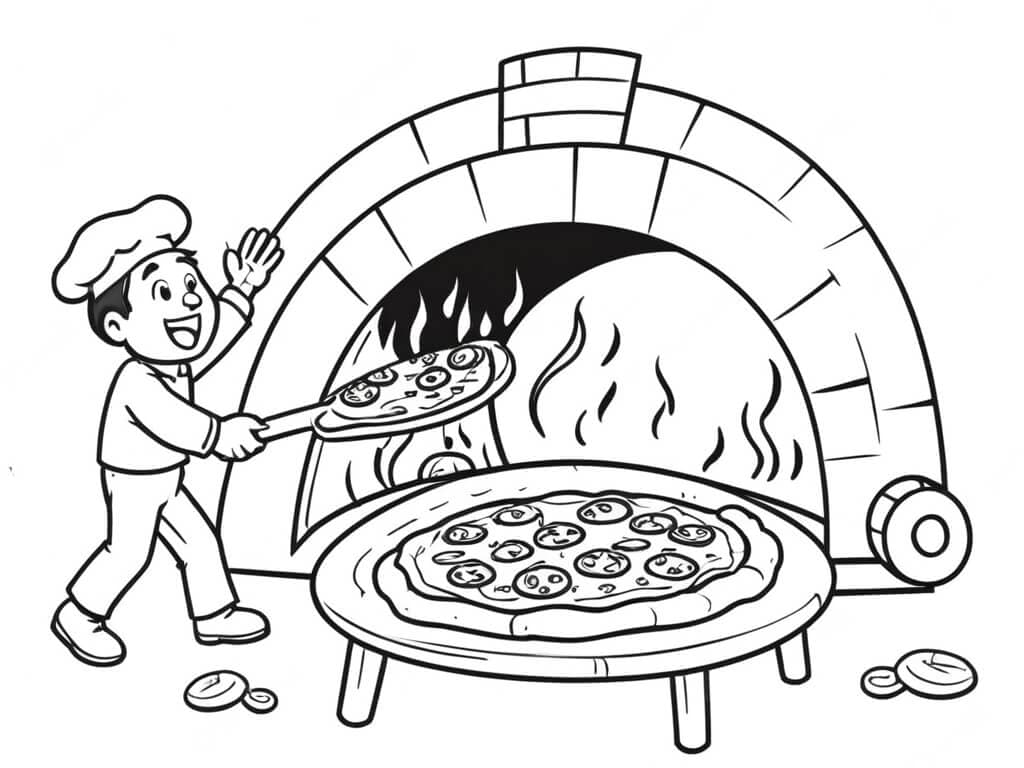 Holzofenpizza Ausmalbild