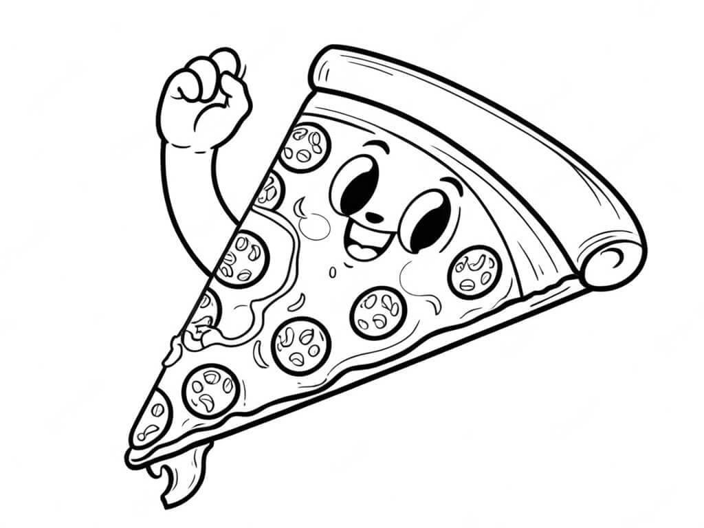 Lächelnde Pizza Ausmalbild